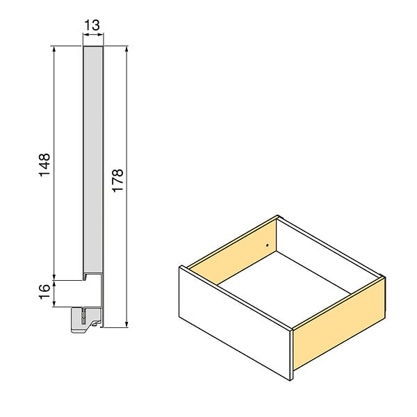 EMUCA - Tiroir extérieur Vertex avec réglages 3D hauteur 178mm, 40kg, profondeur 350mm, Acier, Peint en blanc - large