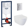 GROHE - Pack Bâti-support Rapid SL + WC sans bride Bello + Abattant slim, softclose + Plaque Chrome - vignette
