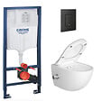 GROHE - Pack Bati-support Project + WC sans bride avec fonction bidet thermostatique + Plaque Noir mat (RapidSL-SATClean-KF0) - vignette