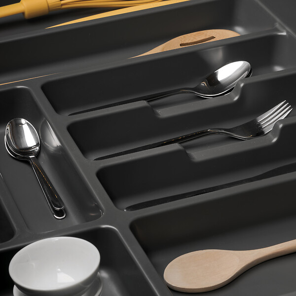 EMUCA - Range-couverts Optima pour tiroir universel, module 900mm, Plastique, Gris antracite - large