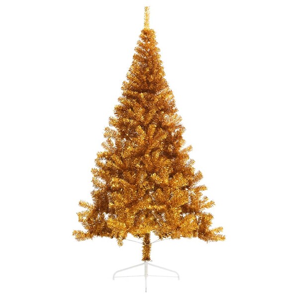 VIDAXL - vidaXL Demi sapin de Noël artificiel avec support doré 240 cm PET - large