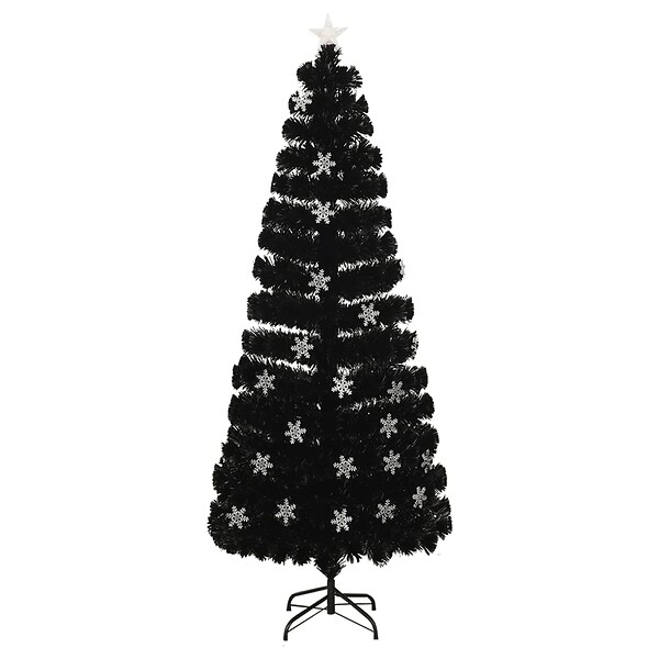 VIDAXL - vidaXL Sapin de Noël et flocons de neige LED Noir 240 cm Fibre optique - large