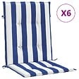 VIDAXL - vidaXL Coussins de chaise à dossier bas lot de 6 rayures bleu et blanc - vignette