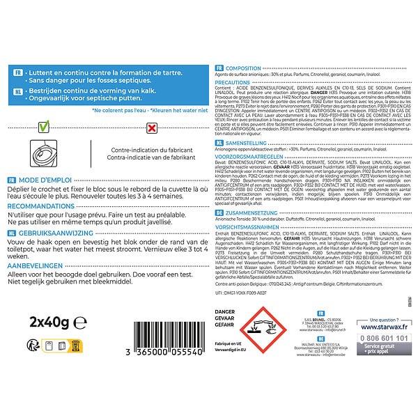STARWAX - Bloc WC nettoyant Eau Bleue - 2x40g - large