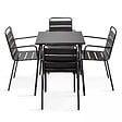 OVIALA - Ensemble table de jardin carrée et 4 fauteuils acier gris - Palavas - vignette