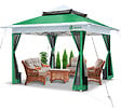 VOUNOT - Tonnelle de jardin exterieure pliable avec moustiquaire 3.6x3.6m vert - vignette