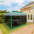 VOUNOT - Tonnelle de jardin exterieure pliable avec moustiquaire 3.6x3.6m vert - vignette