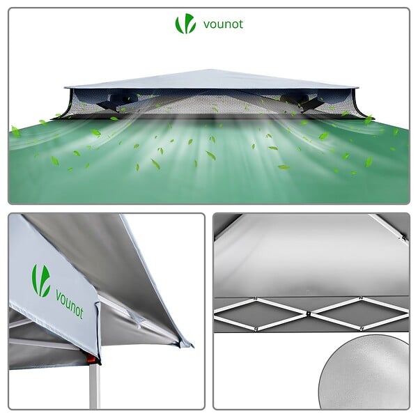 VOUNOT - Tonnelle de jardin exterieure pliable avec moustiquaire 3.6x3.6m vert - large