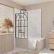 AURLANE - Pare Baignoire Déco 75x130 cm - Verre Trempé 4 mm Sérigraphie Verrière - Profilé Noir Mat - vignette