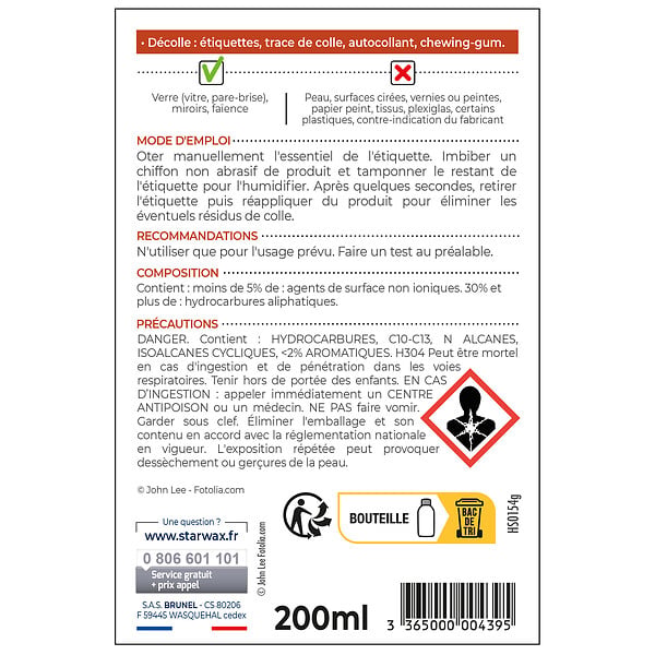 STARWAX - Décolle adhésif - 200ml - large