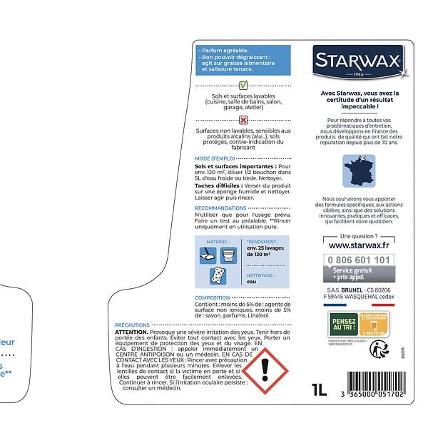 STARWAX - Dégraissant intensif ammoniaqué multi-usages - 1L - large