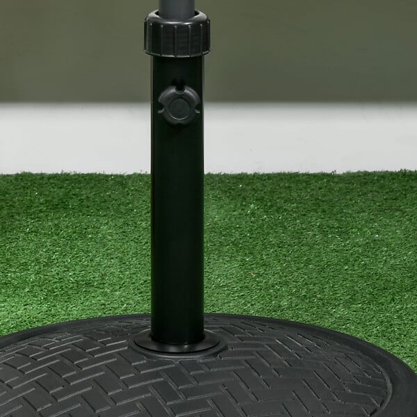 OUTSUNNY - Pied de parasol rond base de lestage Ø 46 x 34 cm métal motif zig zag poids net 14 Kg noir - large