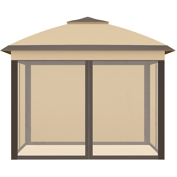 OUTSUNNY - Tonnelle barnum automatique pop-up dim. 3,3L x 3,3l x 2,88H m moustiquaires sac transport métal oxford marron beige - large