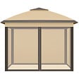 OUTSUNNY - Tonnelle barnum automatique pop-up dim. 3,3L x 3,3l x 2,88H m moustiquaires sac transport métal oxford marron beige - vignette