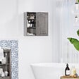 KLEANKIN - Armoire haute murale de salle de bain ou WC placard 1 porte 3 niches dim. 48L x 20l x 50H cm panneaux particules gris - vignette