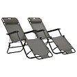 VIDAXL - vidaXL Chaises longues pliables 2 pcs avec repose-pied Acier Gris - vignette