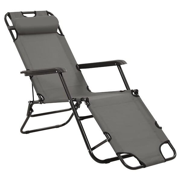 VIDAXL - vidaXL Chaises longues pliables 2 pcs avec repose-pied Acier Gris - large
