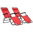 VIDAXL - vidaXL Chaises longues pliables 2 pcs avec repose-pied Acier Rouge - vignette