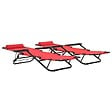 VIDAXL - vidaXL Chaises longues pliables 2 pcs avec repose-pied Acier Rouge - vignette