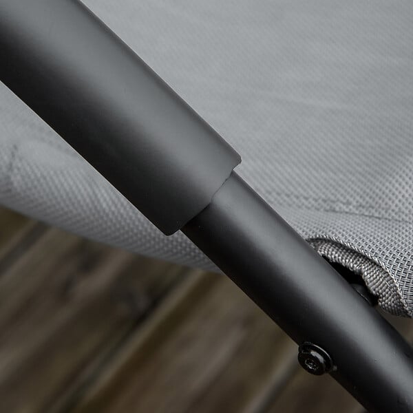 OUTSUNNY - Chaise longue à bascule rocking chair design acier époxy noir textilène gris - large