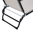 OUTSUNNY - Bain de soleil transat pliable dossier inclinable multi-positions acier thermoplastique lacets élastiques noir textilène crème - vignette