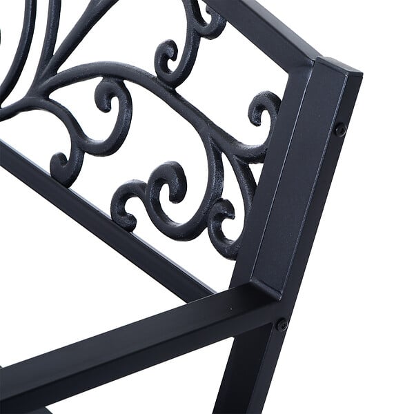 OUTSUNNY - Banc de jardin 3 places dim. 127 x 60 x 85 cm max 250 Kg acier fonte noir - large