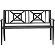 OUTSUNNY - Banc de jardin 2 places style fer forgé dim. 128L x 62.5l x 81.5H cm piètement avant effilé accoudoirs courbés métal thermolaqué anticorrosion noir - vignette