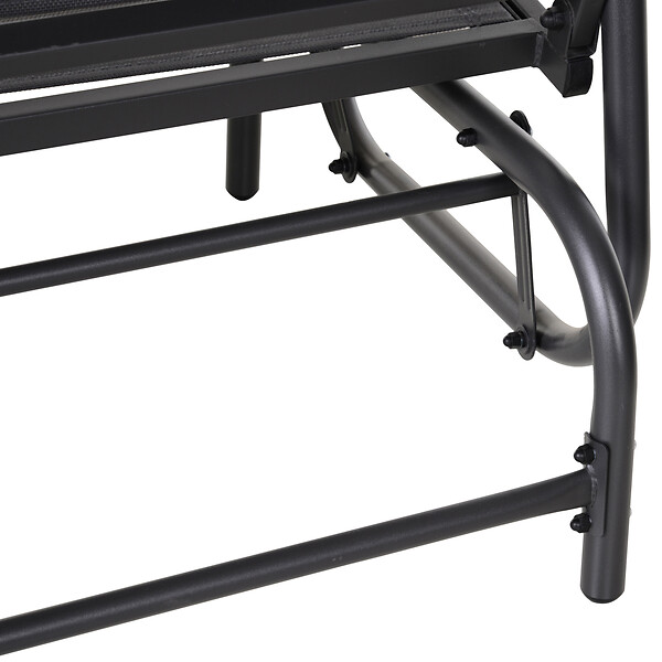 OUTSUNNY - Banc à bascule de jardin 2 places design contemporain grand confort accoudoirs assise, dossier ergonomique acier textilène gris - large