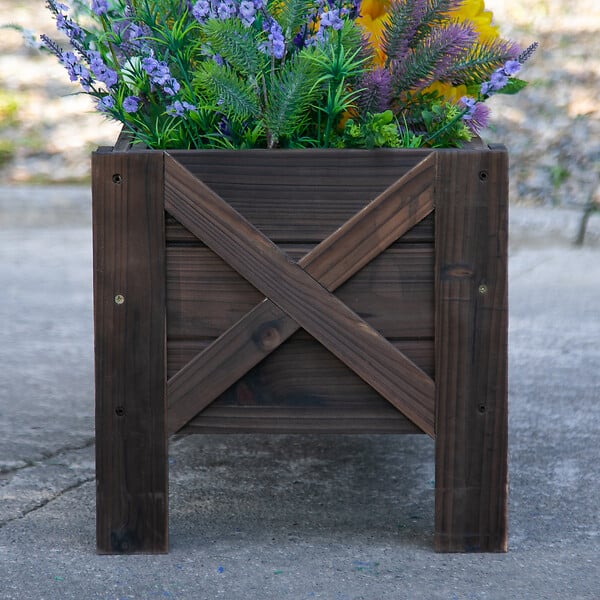 OUTSUNNY - Jardinière sur pieds bac à fleurs dim. 100L x 36l x 36H cm inserts d'irrigation inclus bois massif sapin traité - large