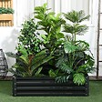 OUTSUNNY - Jardinière carré potager 2 étages dim. 120L x 101l x 58H cm tôle d'acier ondulée gris foncé - vignette
