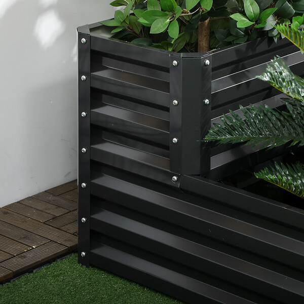 OUTSUNNY - Jardinière carré potager 2 étages dim. 120L x 101l x 58H cm tôle d'acier ondulée gris foncé - large