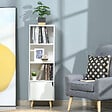 HOMCOM - Meuble de rangement colonne design scandinave - 3 niches, placard porte - piètement effilé incliné bois pin panneaux particules blanc - vignette