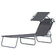 OUTSUNNY - Transat bain de soleil pliable grand confort dossier et pare-soleil réglable multi-positions gris - vignette