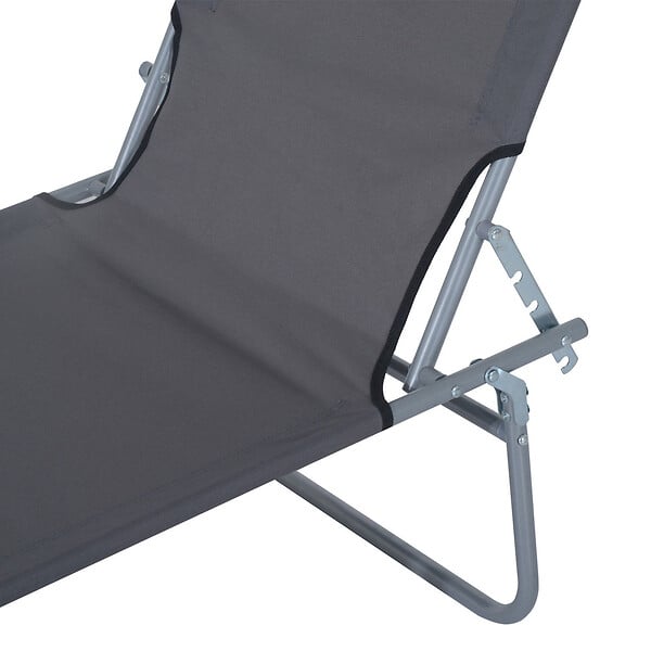 OUTSUNNY - Transat bain de soleil pliable grand confort dossier et pare-soleil réglable multi-positions gris - large