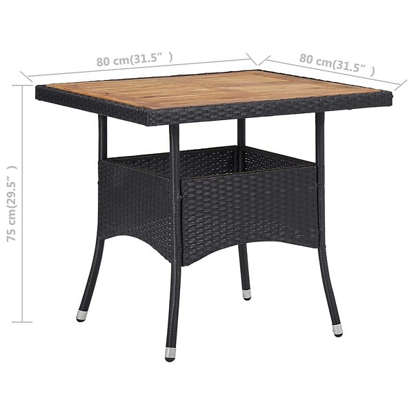 VIDAXL - vidaXL Table d'extérieur Noir Résine tressée et bois d'acacia solide - large