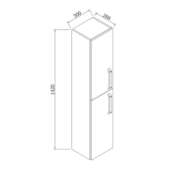 AICA SANITAIRE - Meuble de salle de bain 2 portes, colonne de salle de bain 30x27x142 cm, armoire murale blanche - large