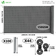 VOUNOT - Brise vue occultant en HDPE 150g/m² 1.8x20m avec attaches de fixation gris - vignette
