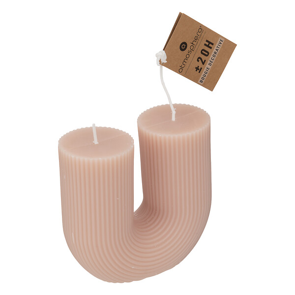 ATMOSPHERA - Bougie décorative en paraffine - Rose - Forme en U 11x12cm - large