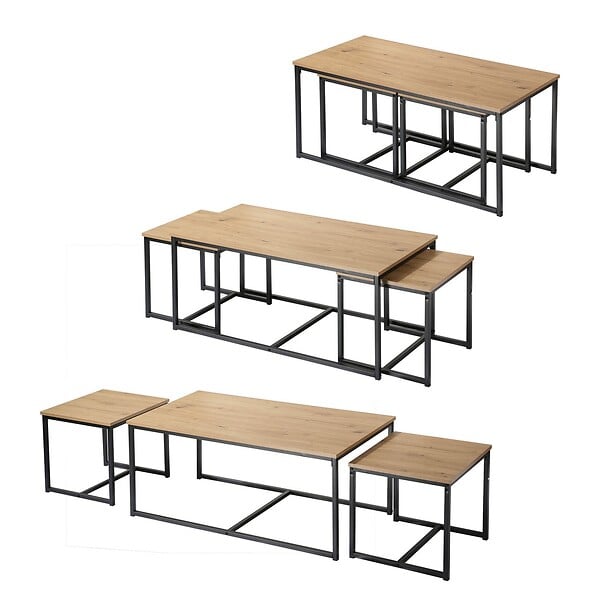 CALICOSY - Table basse gigogne Lenny - Lot de 3 - L100cm - large