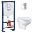 GROHE - SOLIDO Pack Bâti-support + Cuvette suspendue + Abattant + Plaque chrome (AUTOPORTANT-BAU-1) - vignette