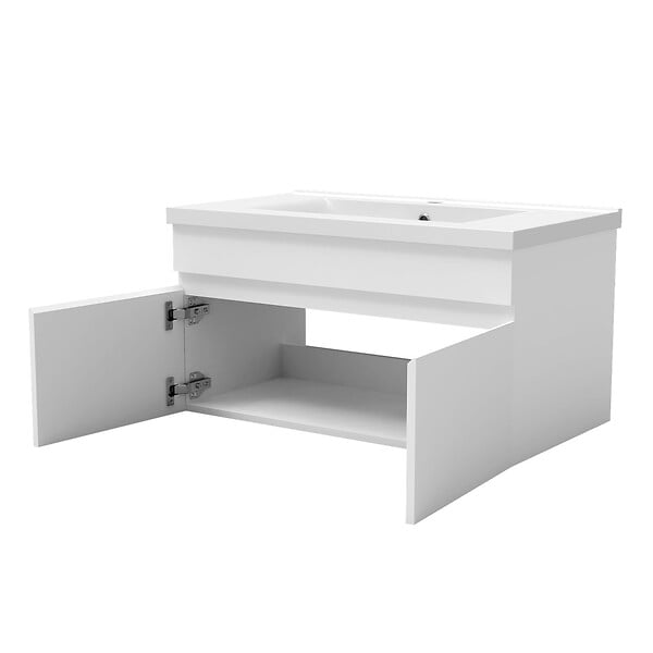 AICA SANITAIRE - AICA Meuble de salle de bain 80cm à double porte, suspendu, blanc - large