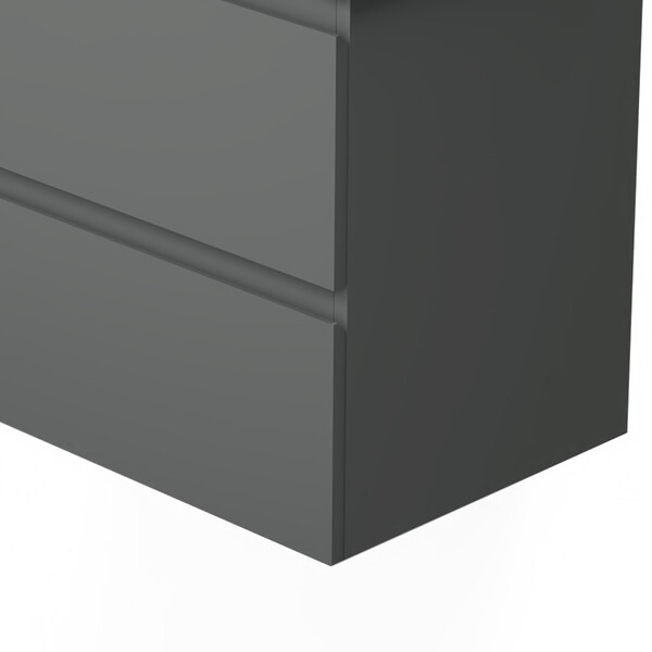 AICA SANITAIRE - AICA Meuble de salle de bain 60cm avec 2 tiroirs, suspendu Anthracite - large