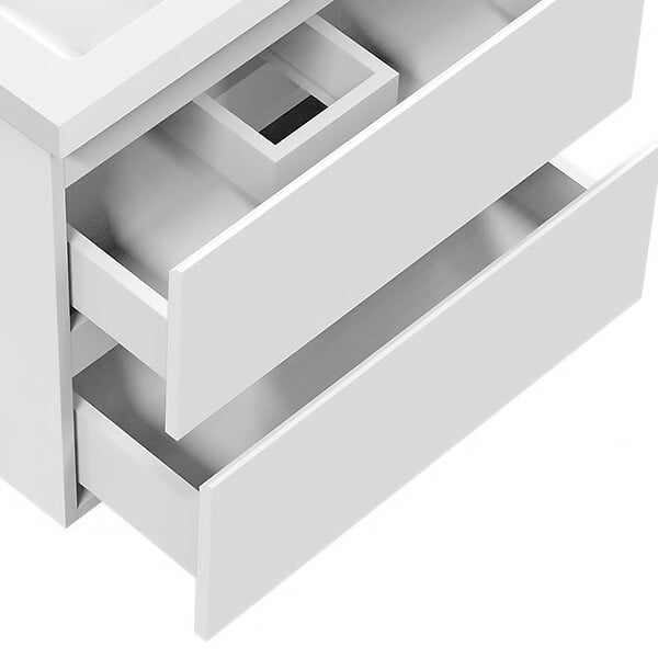 AICA SANITAIRE - AICA Meuble de salle de bain blanc 50cm, suspendu avec 2 tiroirs - large