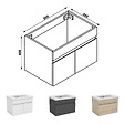 AICA SANITAIRE - AICA Meuble de salle de bain 60cm à double porte, suspendu, Anthracite - vignette