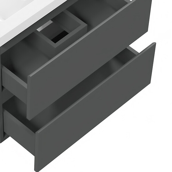 AICA SANITAIRE - AICA Meuble de salle de bain anthracite 50cm, suspendu avec 2 tiroirs - large
