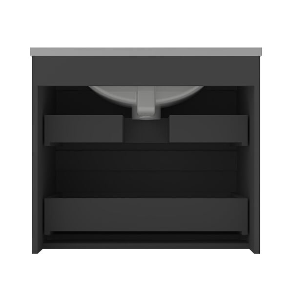 AICA SANITAIRE - AICA Meuble de salle de bain anthracite 60cm, suspendu avec 2 tiroirs - large