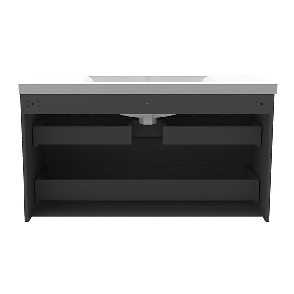 AICA SANITAIRE - AICA Meuble de salle de bain anthracite 100cm, suspendu avec 2 tiroirs - large