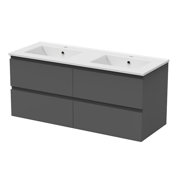 AICA SANITAIRE - AICA Meuble de salle de bain anthracite 120cm, suspendu avec 4 tiroirs - large