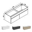 AICA SANITAIRE - AICA Meuble de salle de bain 120cm à double porte, suspendu, Anthracite - vignette
