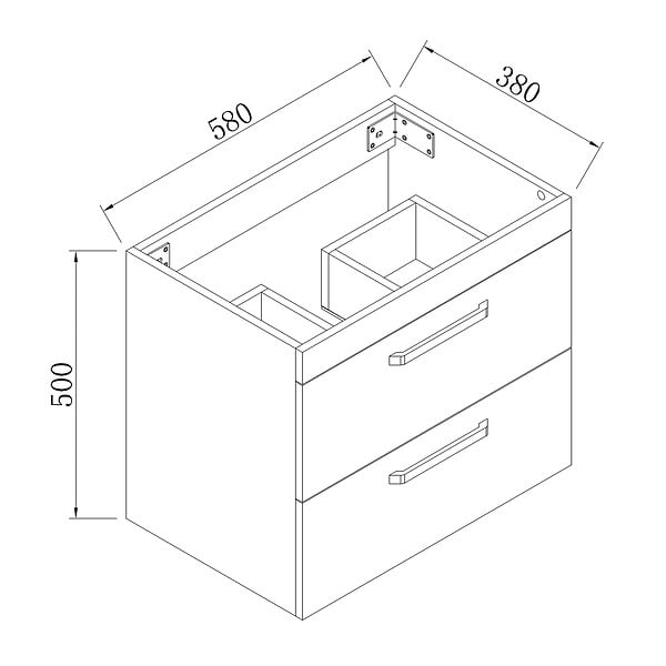 AICA SANITAIRE - AICA Meuble de salle de bain 60cm avec 2 tiroirs, suspendu blanc - large